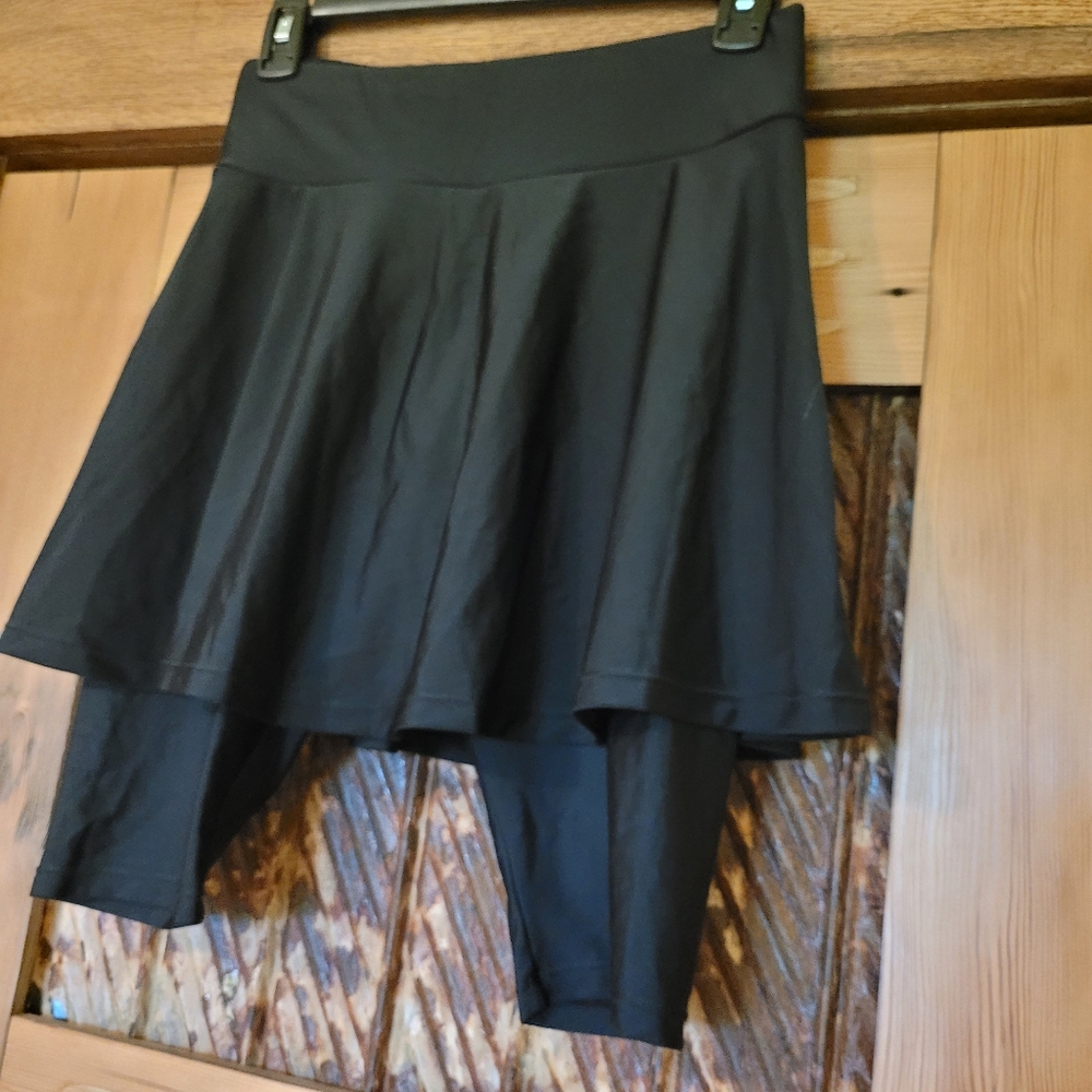 Modli Calypsa Midi Modest Athletic Swim Skort Skirt W/ Shorts- Small- Exc- Black
